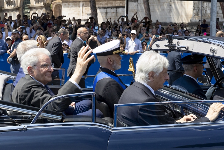 Il Presidente Sergio Mattarella alla Parata Militare ai Fori Imperiali, in occasione della Festa della Repubblica