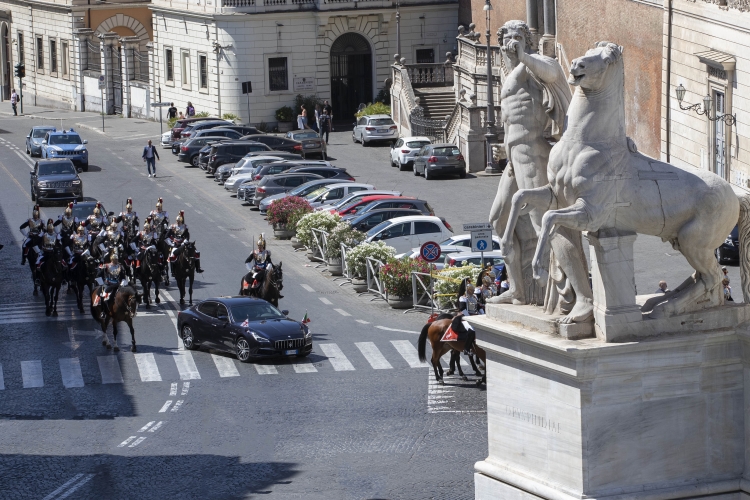 La Presidente della Georgia, Salomè Zourabichvili al suo arrivo al Quirinale