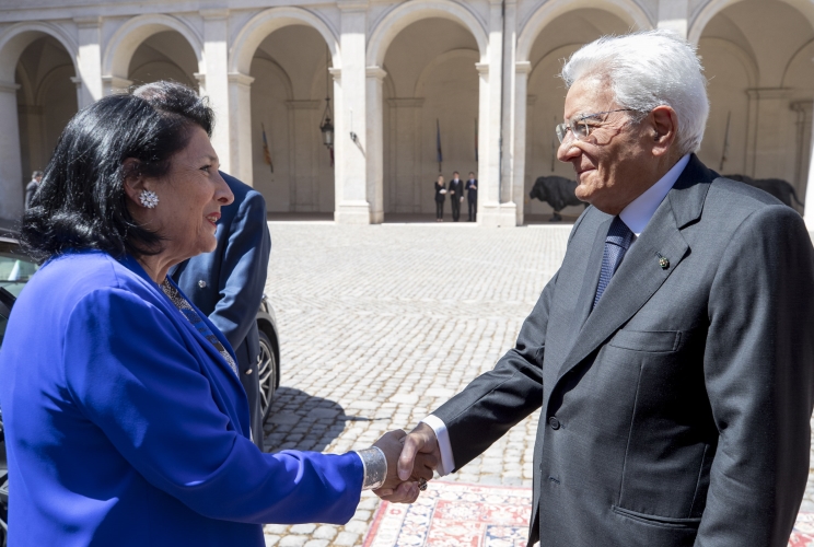 Il Presidente Sergio Mattarella con S.E. la Signora Salomè Zourabichvili, Presidente della Georgia, in visita di Stato