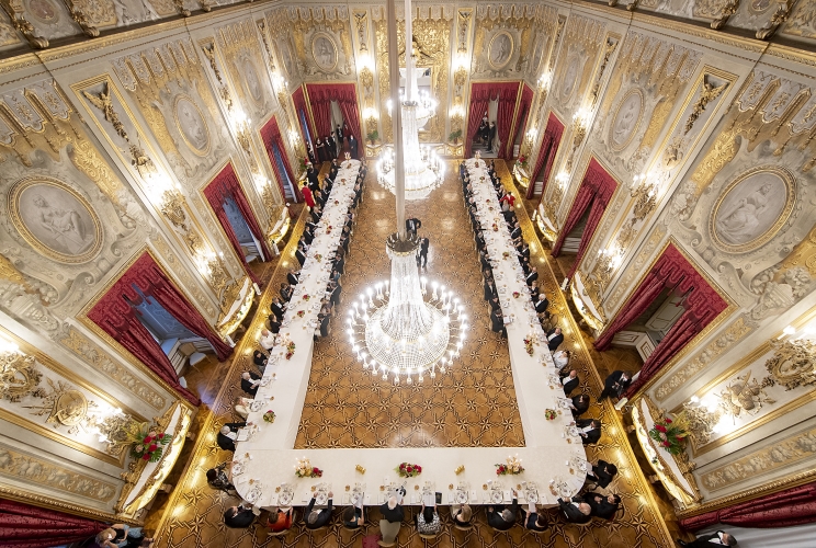 Il Presidente Sergio Mattarella con S.E. la Signora Salomè Zourabichvili, Presidente della Georgia, in occasione del pranzo di Stato
