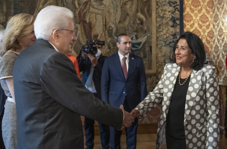 Il Presidente della Repubblica Sergio Mattarella con la Presidente della Georgia, Salomè Zourabichvili,al termine della Visita di Stato
