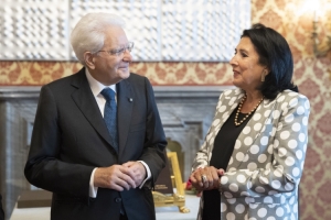 Il Presidente della Repubblica Sergio Mattarella con la Presidente della Georgia, Salomè Zourabichvili,al termine della Visita di Stato
