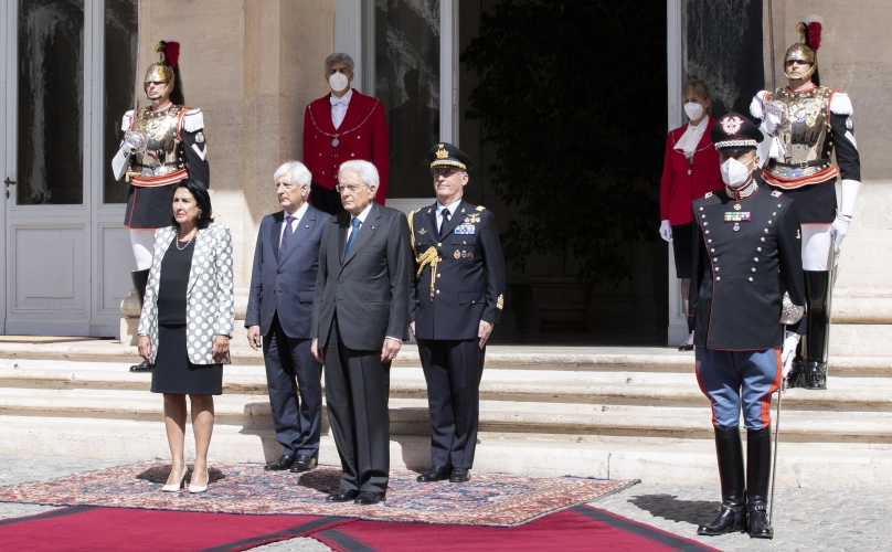 Il Presidente della Repubblica Sergio Mattarella con la Presidente della Georgia, Salomè Zourabichvili,al termine della Visita di Stato
