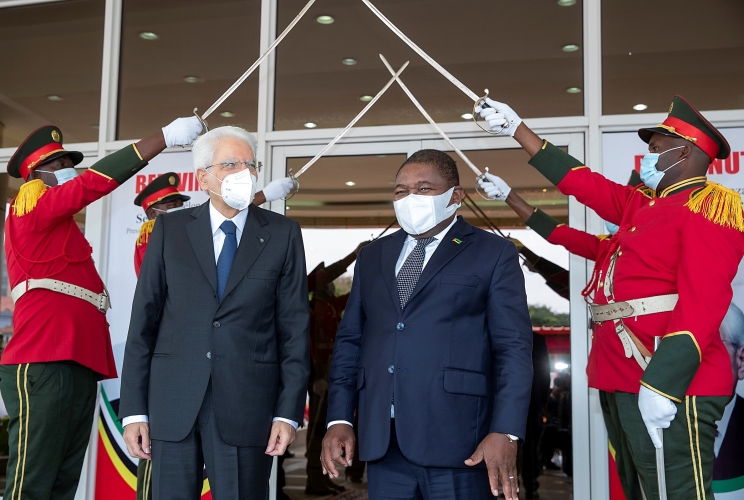Il Presidente della Repubblica Sergio Mattarella con il Presidente della Repubblica del Mozambico, Filipe Jacinto Nyusi, al Palazzo Presidenziale in occasione della Visita di Stato 