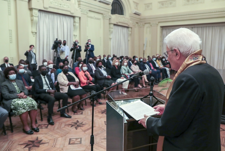Il Presidente della Repubblica Sergio Mattarella nel corso della cerimonia di consegna delle Chiavi della Città