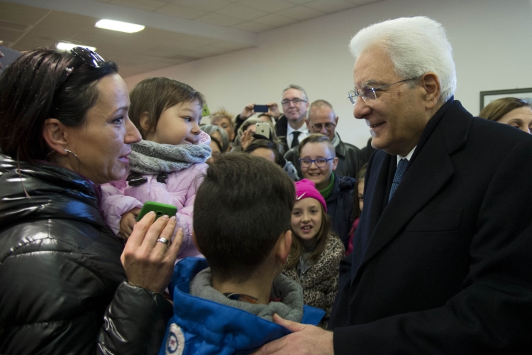 Il Presidente Sergio Mattarella incontra gli sfollati del terremoto ospitati nelle 