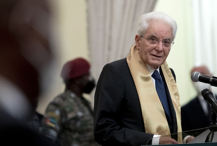Il Presidente della Repubblica Sergio Mattarella nel corso della cerimonia di consegna delle Chiavi della Città