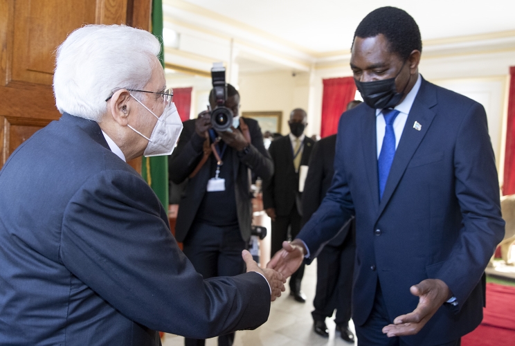  Il Presidente della Repubblica Sergio Mattarella con il Presidente dello Zambia, Hakaind Hichilema
