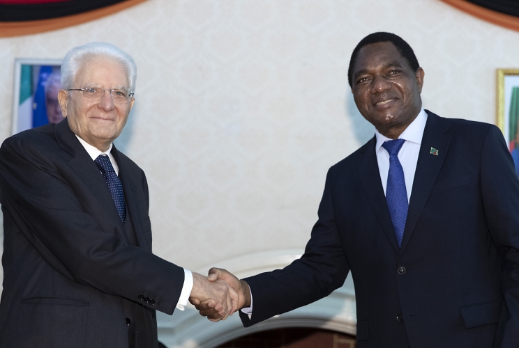  Il Presidente della Repubblica Sergio Mattarella con il Presidente dello Zambia, Hakaind Hichilema