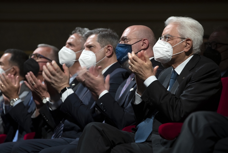 Il Presidente della Repubblica Sergio Mattarella al Teatro Alighieri in occasione della cerimonia commemorativa del centenario dell’assalto fascista alla sede della Federazione delle Cooperative