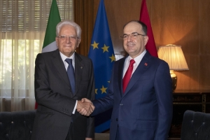 Il Presidente della Repubblica Sergio Mattarella con il Presidente della Repubblica d'Albania Bajram Begaj, 