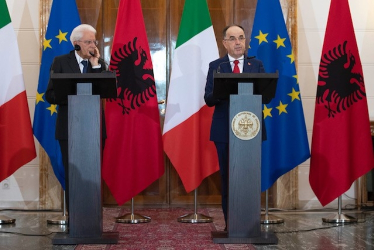 Il Presidente della Repubblica Sergio Mattarella con Bajram Begaj, Presidente della Repubblica di Albania