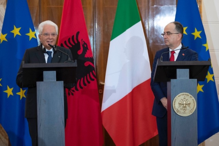 Il Presidente della Repubblica Sergio Mattarella con Bajram Begaj, Presidente della Repubblica di Albania