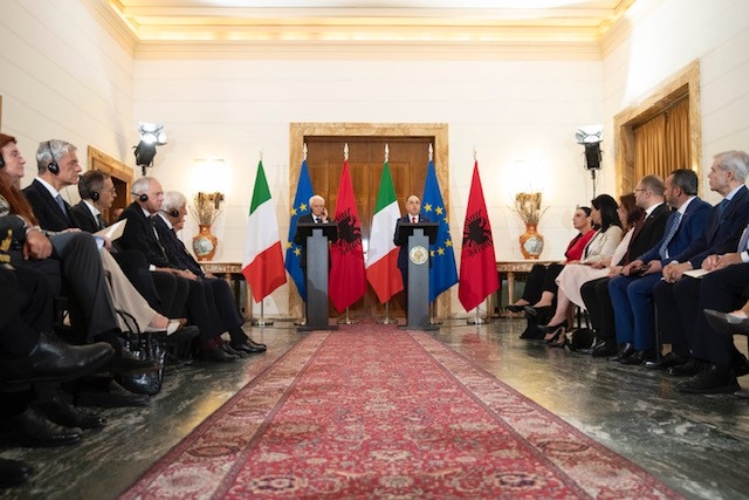 Il Presidente della Repubblica Sergio Mattarella con Bajram Begaj, Presidente della Repubblica di Albania