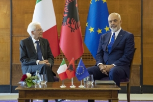 Il Presidente della Repubblica Sergio Mattarella con il Presidente del Consiglio dei Ministri della Repubblica d'Albania, Edi Rama 