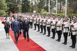 Il Presidente della Repubblica Sergio Mattarella con il Presidente della Repubblica di Macedonia del Nord, Stevo Pendarovski, riceve gli onori militari in occasione della visita Ufficiale
