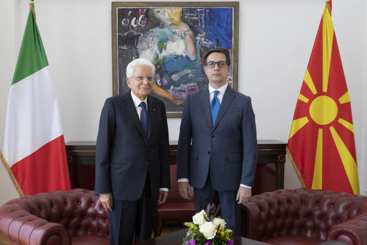 Il Presidente della Repubblica Sergio Mattarella con il Presidente della Repubblica di Macedonia del Nord Stevo Pendarovski, in occasione della visita Ufficiale