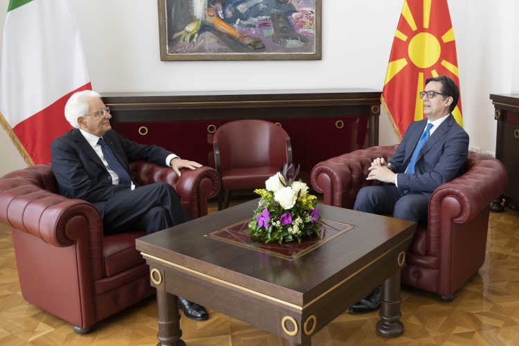 Il Presidente della Repubblica Sergio Mattarella con il Presidente della Repubblica di Macedonia del Nord Stevo Pendarovski, in occasione della visita Ufficiale