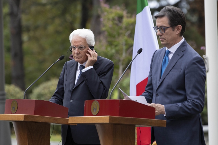 Il Presidente della Repubblica Sergio Mattarella con Stevo Pendarovski, Presidente della Repubblica di Macedonia del Nord,durante le dichiarazioni alla stampa, in occasione della visita Ufficiale
