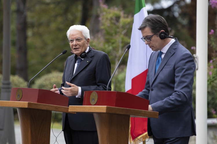 Il Presidente della Repubblica Sergio Mattarella con Stevo Pendarovski, Presidente della Repubblica di Macedonia del Nord,durante le dichiarazioni alla stampa, in occasione della visita Ufficiale
