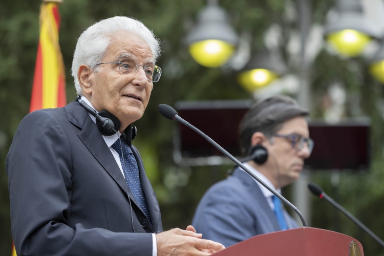 Il Presidente della Repubblica Sergio Mattarella con Stevo Pendarovski, Presidente della Repubblica di Macedonia del Nord,durante le dichiarazioni alla stampa, in occasione della visita Ufficiale
