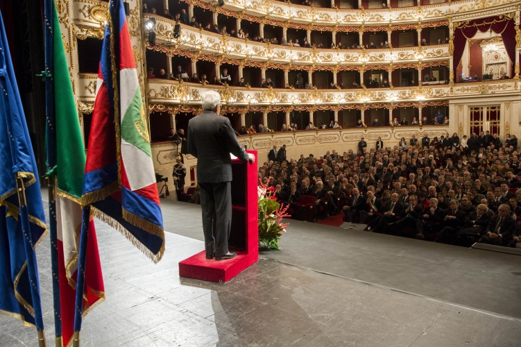 Il Presidente della Repubblica Sergio Mattarella al teatro Romolo Valli 