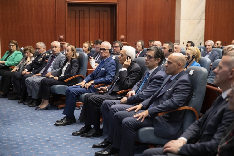 Il Presidente della Repubblica Sergio Mattarella all'Assemblea della Repubblica di Macedonia del Nord
