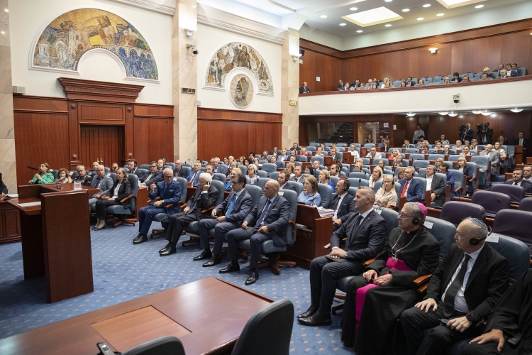 Il Presidente della Repubblica Sergio Mattarella all'Assemblea della Repubblica di Macedonia del Nord

