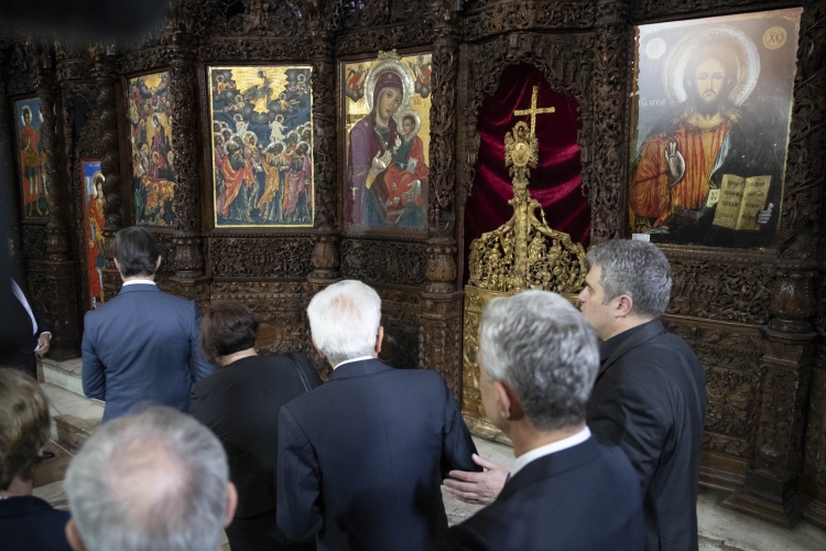 Il Presidente della Repubblica Sergio Mattarella con Stevo Pendarovski, Presidente della Repubblica di Macedonia del Nord,visita la Chiesa del Santo Salvatore
