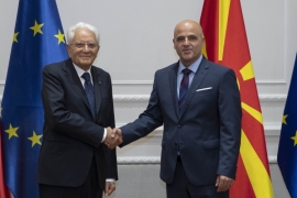Il Presidente della Repubblica Sergio Mattarella con Dimitar Kovacevski Presidente del Governo
