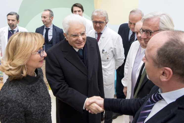 Il Presidente Sergio Mattarella nel corso della visita al Polo cardio-toraco-vascolare del Policlinico S. Orsola - Malpighi 