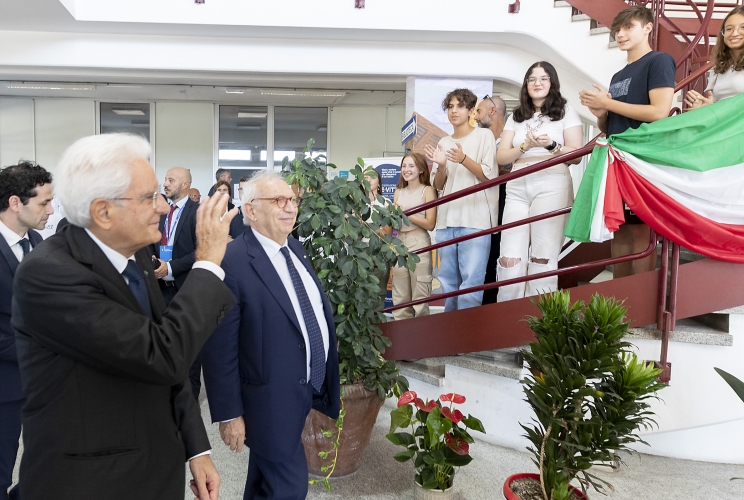 Grugliasco - Il Presidente della Repubblica Sergio Mattarella all'inaugurazione dell'anno scolastico 