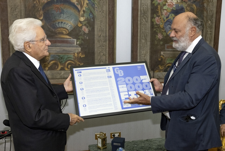 Il Presidente Sergio Mattarella nel corso dell'incontro con il Prof. Giorgio Parisi, Premio Nobel per la fisica, con una delegazione 