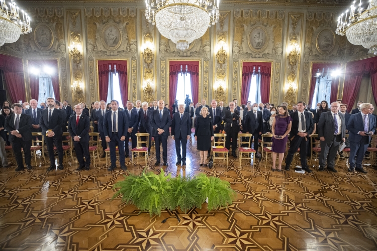 Il Presidente della Repubblica Sergio Mattarella in occasione della cerimonia di premiazione dei vincitori Eni Award 2022
