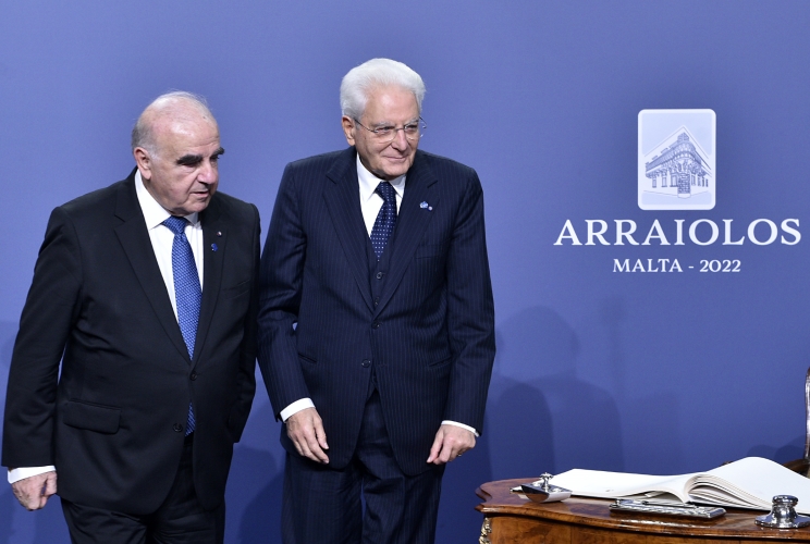Il Presidente della Repubblica Sergio Mattarella con il Presidente della Repubblica di Malta George William Vella in occasione della XVII Riunione del Gruppo Arraiolos