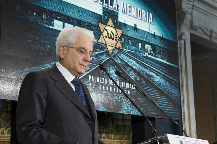 Il  Mattarella in occasione del suo intervento alla celebrazione del "Giorno della Memoria"