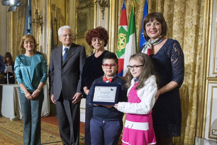 Il Presidente Mattarella, il Ministro del MIUR, Valeria Fedeli e il Presidente dell'UCEI