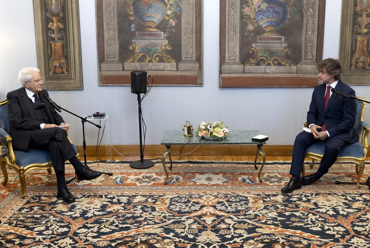 Il Presidente Sergio Mattarella con Alberto Angela