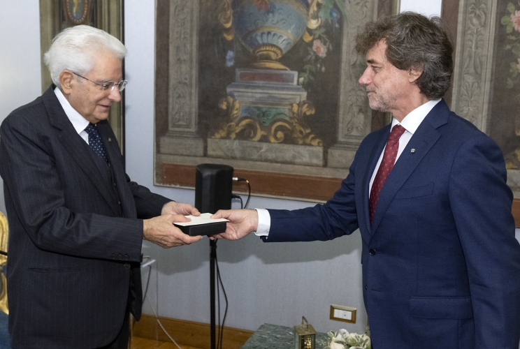 Il Presidente Sergio Mattarella con Alberto Angela