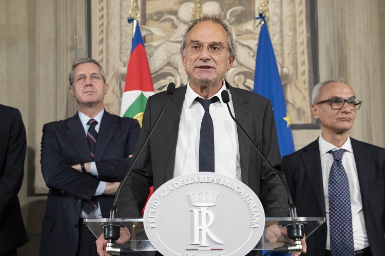 Il Gruppo Misto della Camera dei deputati, al termine del colloquio con il Presidente della Repubblica Sergio Mattarella, in occasione delle consultazioni 
