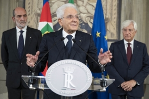 Il Presidente Sergio Mattarella al termine del conferimento dell'incarico all'on. Giorgia Meloni

