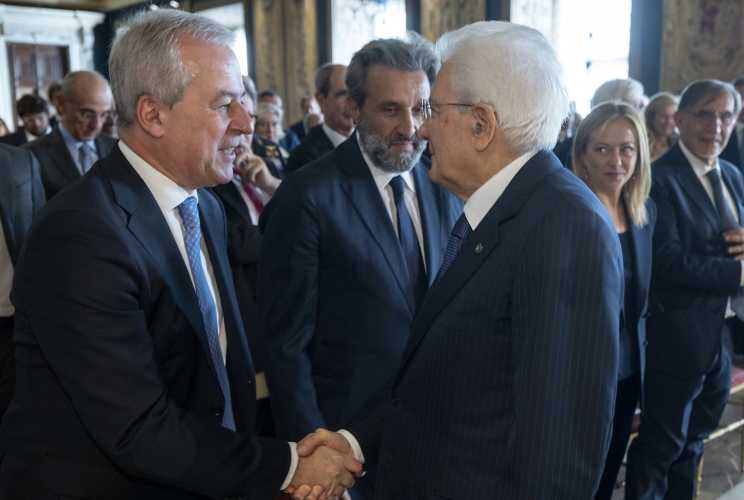 Il Presidente Sergio Mattarella con Franco Locatelli, al termine della cerimonia di celebrazione de “I Giorni della Ricerca”