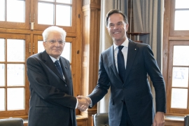 Il Presidente della Repubblica Sergio Mattarella con il Primo Ministro del Regno dei Paesi Bassi, Mark Rutte, in occasione della visita di Stato nel Regno dei Paesi Bassi

