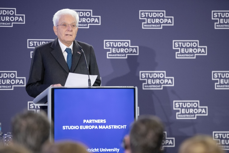 Il Presidente della Repubblica Sergio Mattarella a Maastricth - House of Government, durante il suo intervento