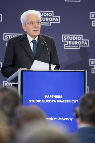 Il Presidente della Repubblica Sergio Mattarella a Maastricth - House of Government, durante il suo intervento 