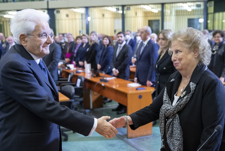 Palermo - Il Presidente della Repubblica Sergio Mattarella con Maria Falcone, alla cerimonia di Intitolazione dell’Aula Bunker dell'“Ucciardone” a Giovanni Falcone e Paolo Borsellino