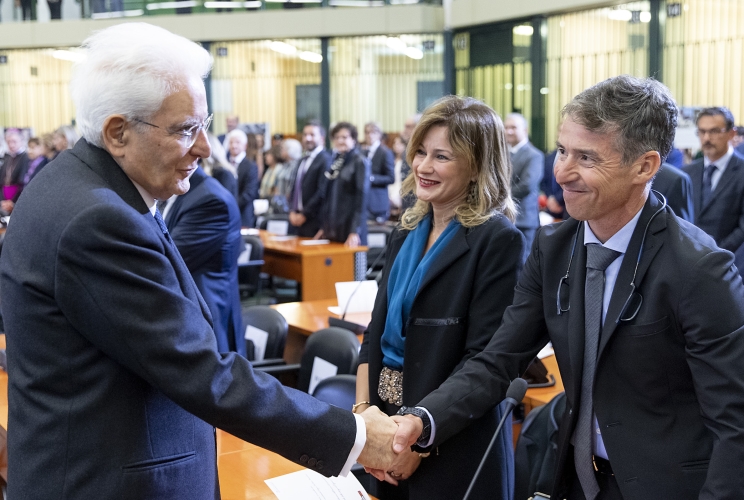 Palermo - Il Presidente della Repubblica Sergio Mattarella con Manfredi Borsellino, alla cerimonia di Intitolazione dell’Aula Bunker dell'“Ucciardone” a Giovanni Falcone e Paolo Borsellino