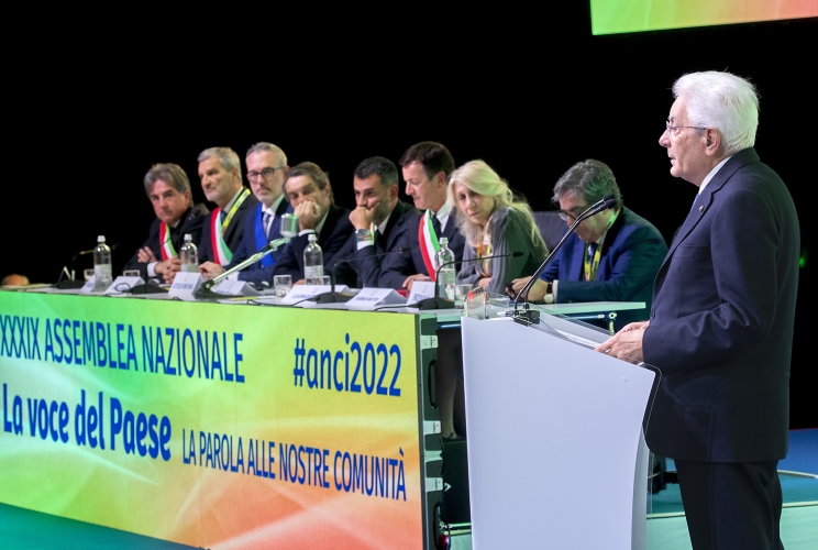 Il Presidente della Repubblica Sergio Mattarella in occasione dell’Assemblea ANCI