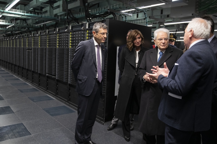 Il Presidente della Repubblica Sergio Mattarella al Tecnopolo Cineca, in occasione della cerimonia di inaugurazione del Supercomputer Europeo Leonardo 
