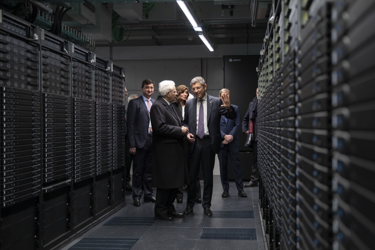 Il Presidente della Repubblica Sergio Mattarella al Tecnopolo Cineca, in occasione della cerimonia di inaugurazione del Supercomputer Europeo Leonardo 
